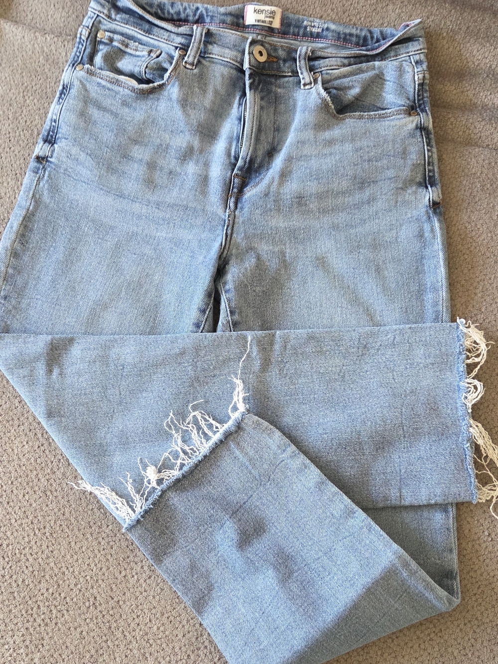 Kensie Women's Light Blue Raw Hem Jeans